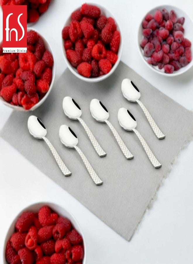 FnS Rhombo Stainless Steel Laser Design on Handle Tea Spoon for Tea, Coffee and Spices (Set of 6) - Image 2